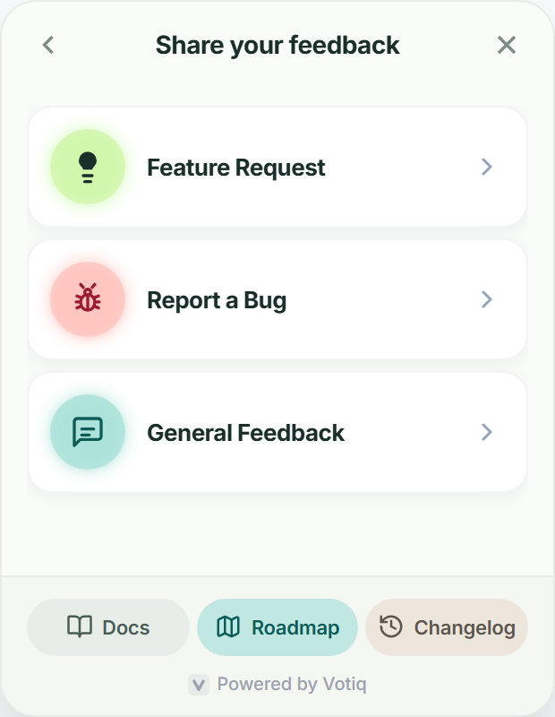 Embeddable customer feedback tool widget